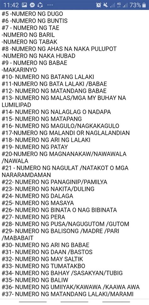 numero ng patay sa panaginip